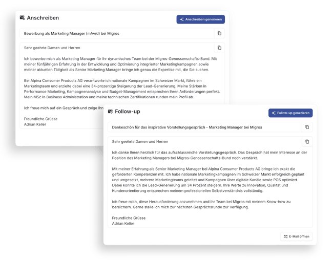 Anschreiben und Follow-up E-Mail erstellen