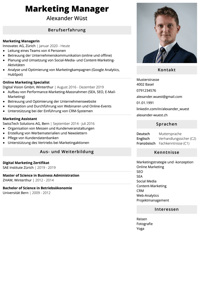 Einfache Lebenslauf Vorlage von Truast