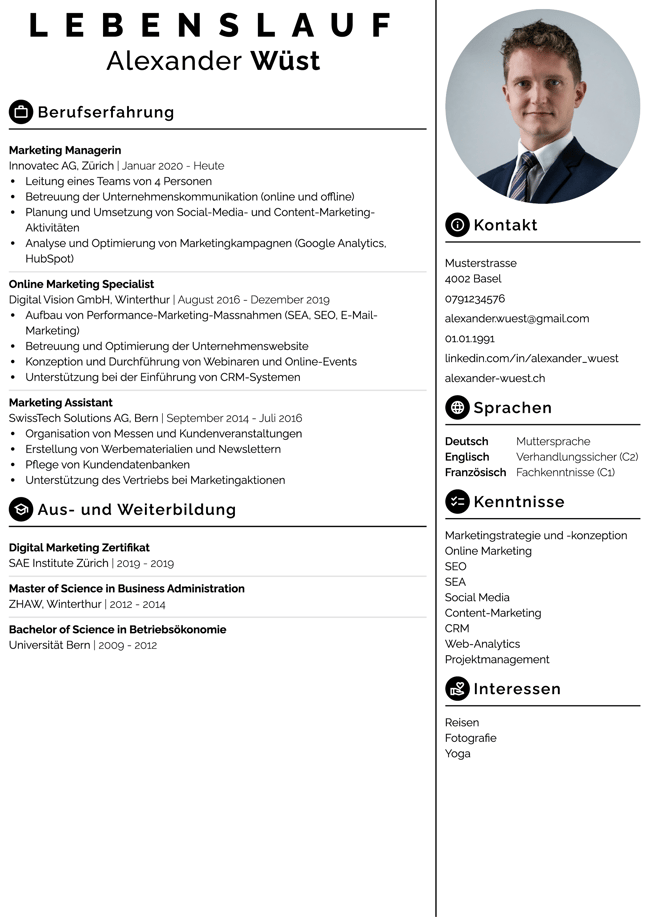 Moderne Lebenslauf Vorlage
