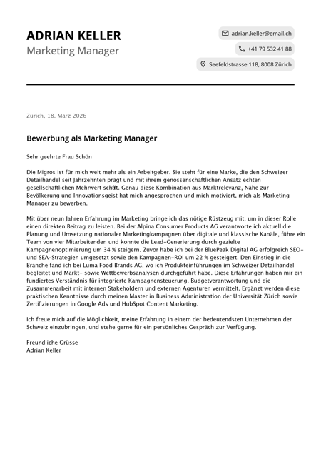 Modernes Motivationsschreiben von Truast