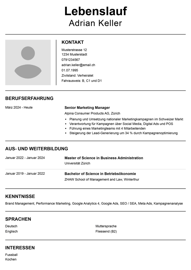 Tabellarischer Lebenslauf