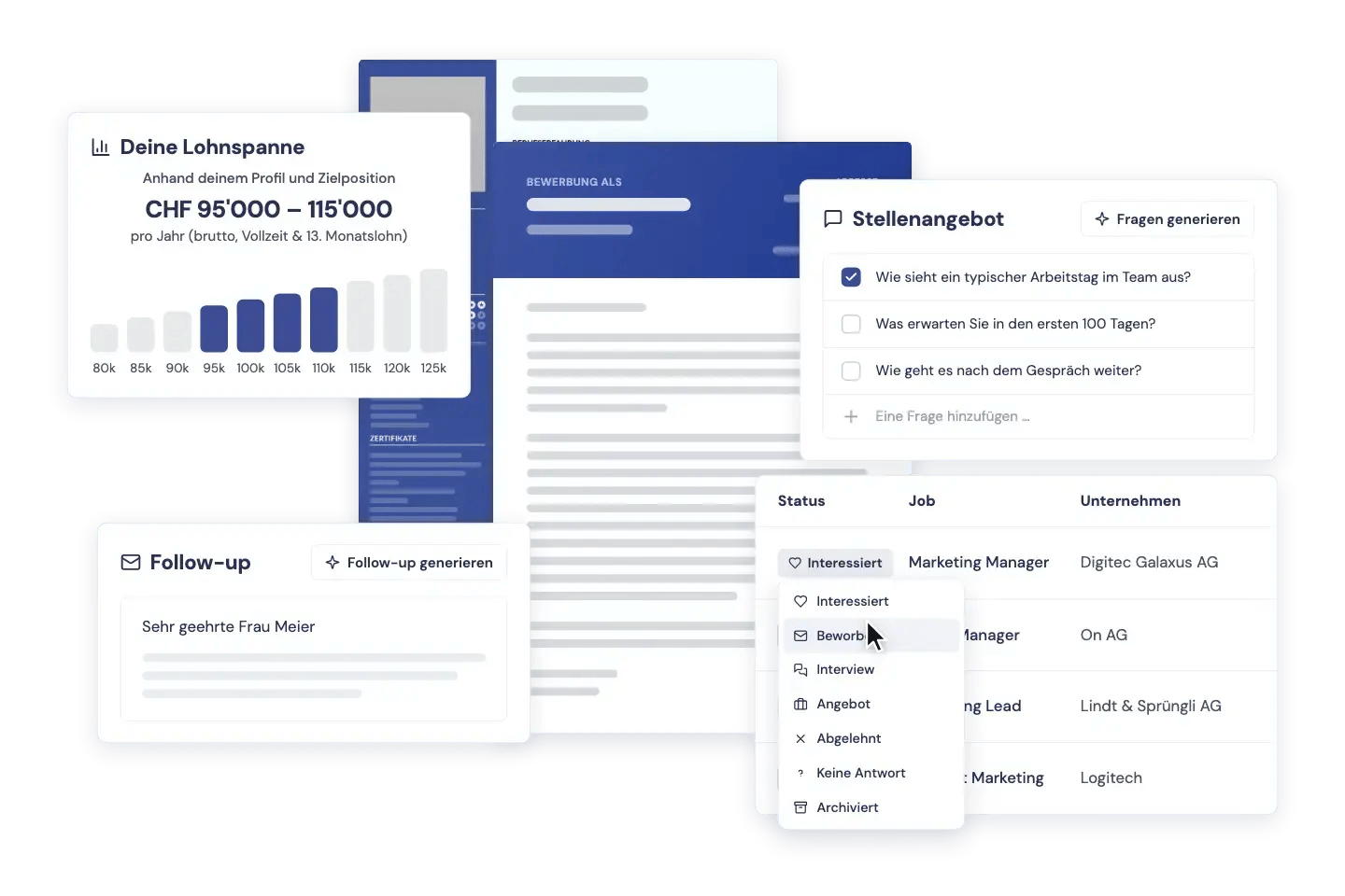 Bewerbungsmanager von Truast mit allen Bewerbungen, Status und verknüpften Unterlagen Bewerbungsmanager von Truast mit allen Bewerbungen, Status und verknüpften Unterlagen