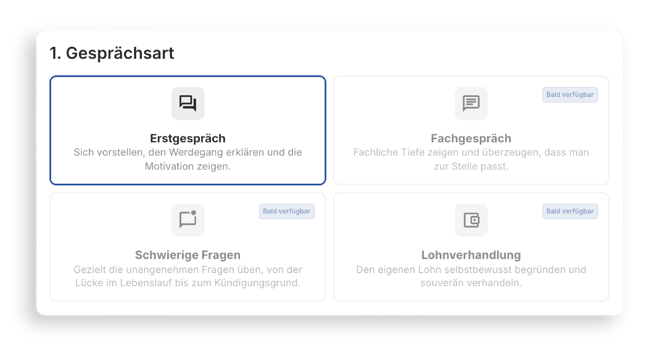 Gesprächsarten im Interviewtrainer von Truast