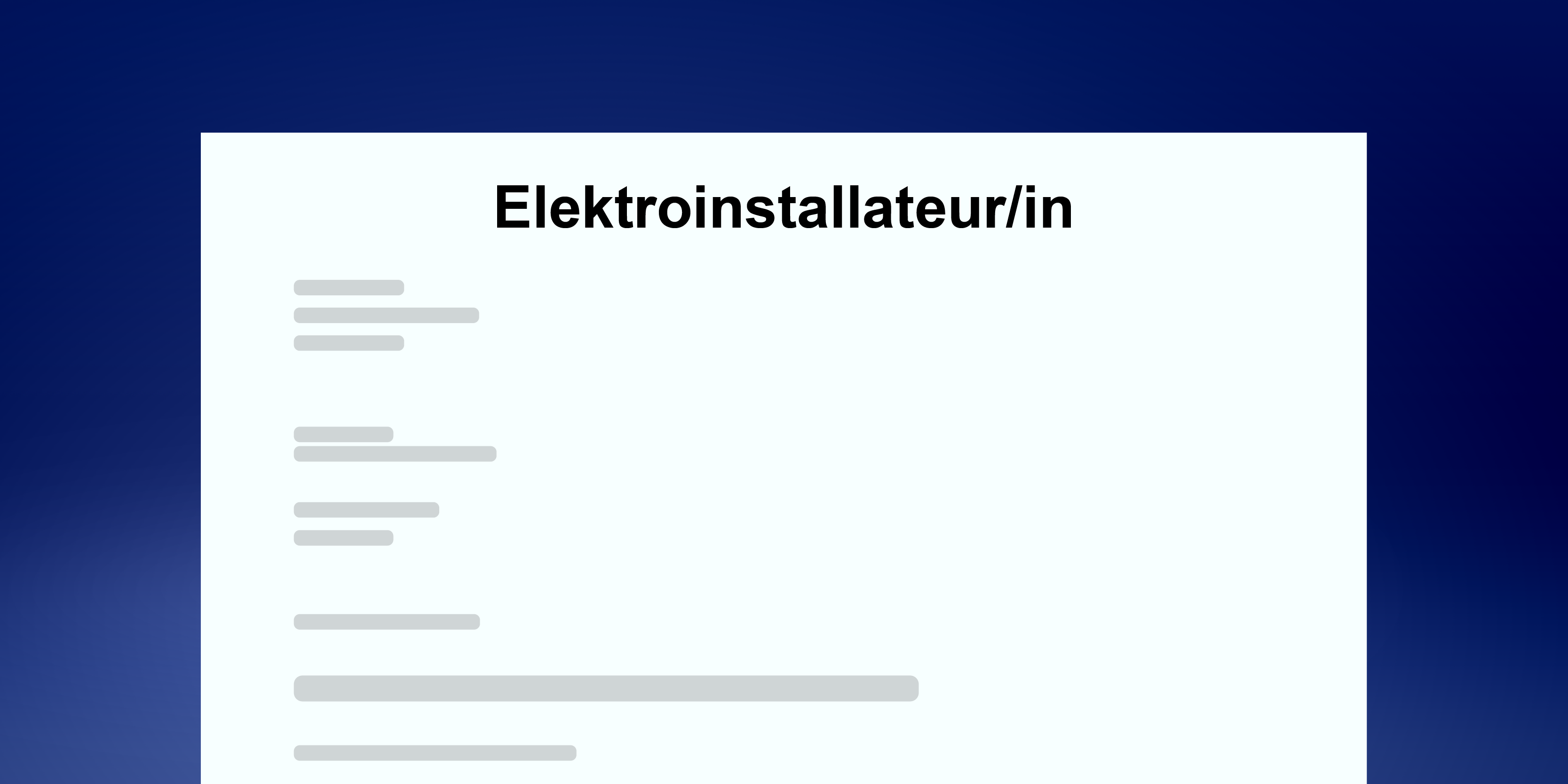 Beispiel eines professionellen Motivationsschreibens als Elektroinstallateur/in für den Schweizer Arbeitsmarkt mit konkreten NIV-Quoten und Projektzahlen