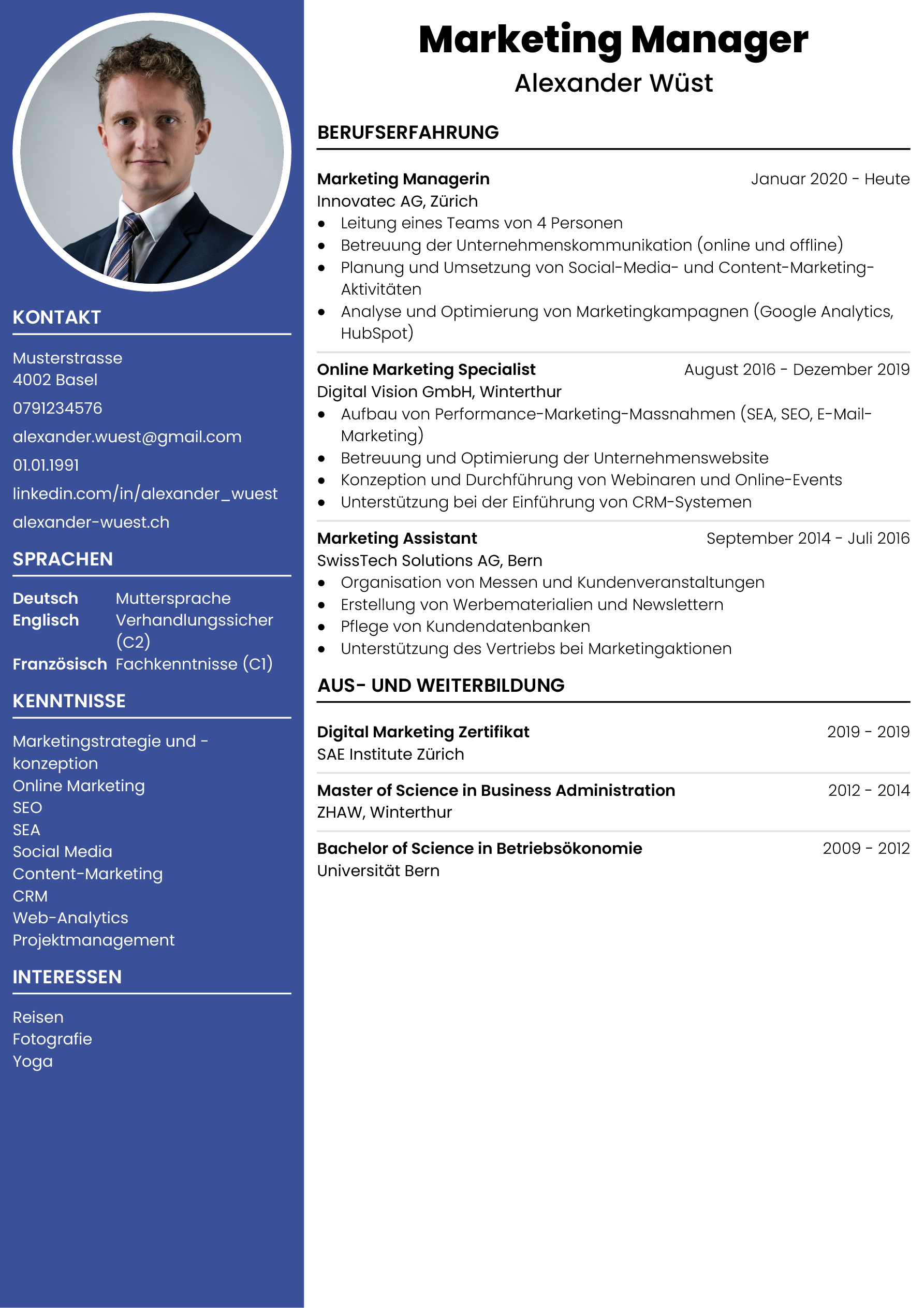 Kreative Lebenslauf Vorlage