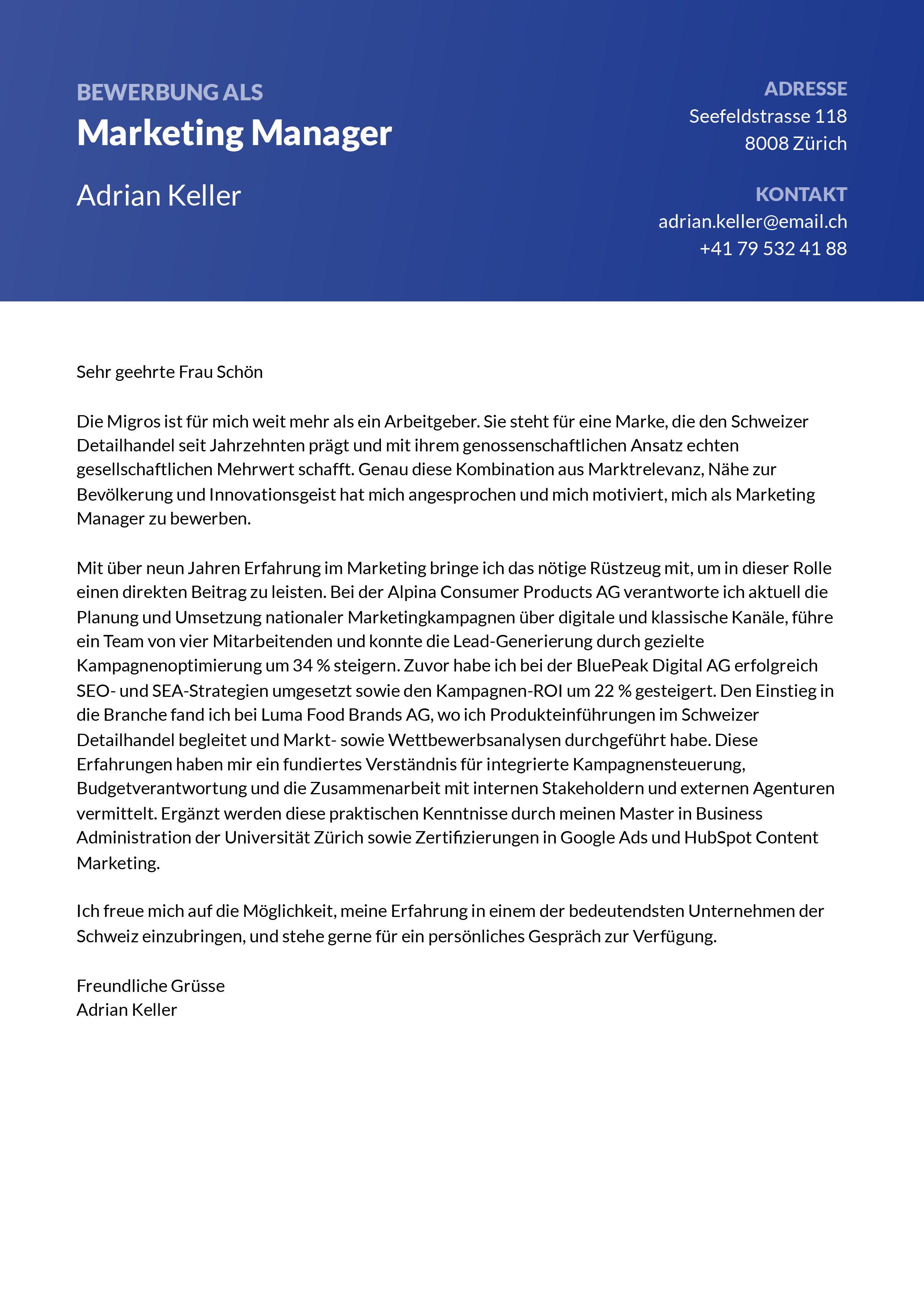 Kreative Motivationsschreiben Vorlage von Truast